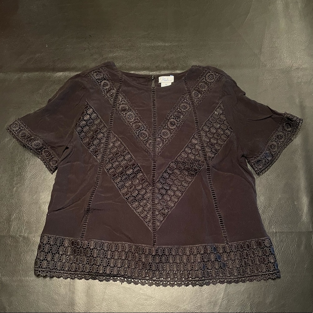 Abbeline Black lace short sleeved blouse
